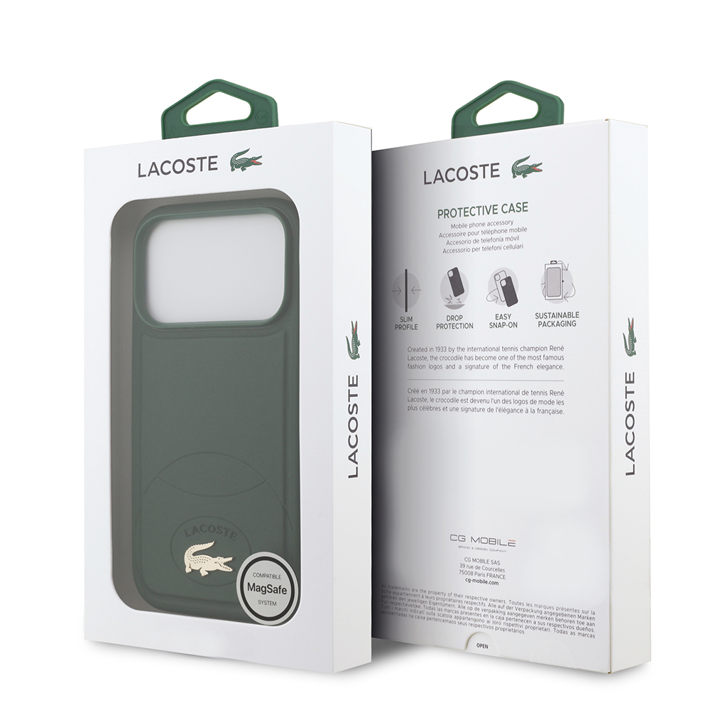 Apple iPhone 17 Pro Uyumlu Kılıf Lacoste Orjinal Lisanslı M-safe Şarj Özellikli PU Deri Tasarımlı Metal Logolu Kapak - 14