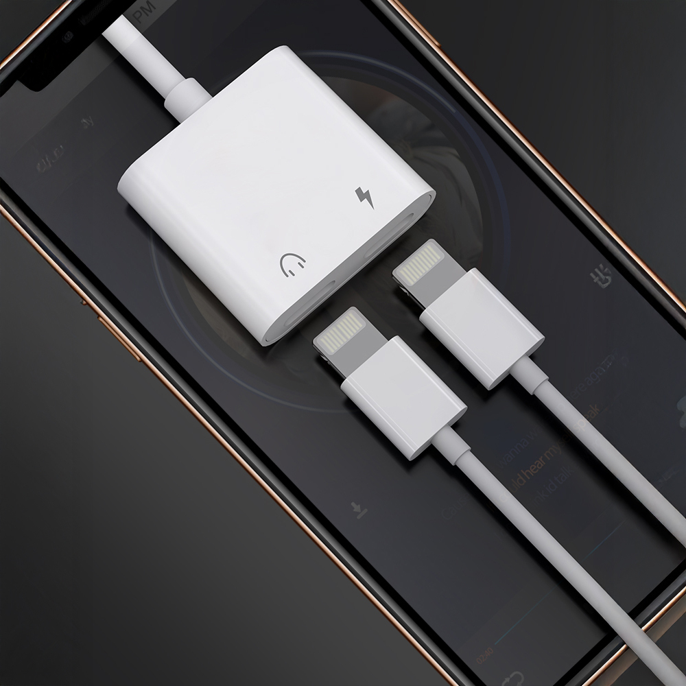 Lenyes AX92 Lightning to Lightning 2in1 Şarj ve Kulaklık Dönüştürücü Adaptör - 4