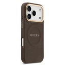 Apple iPhone 17 Pro Uyumlu Kılıf Guess Orjinal Lisanslı M-safe Şarj Özellikli Sıcak Baskılı Yazı Logolu PU Deri Peony Kapak - 9