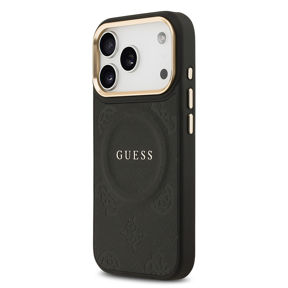 Apple iPhone 17 Pro Uyumlu Kılıf Guess Orjinal Lisanslı M-safe Şarj Özellikli Sıcak Baskılı Yazı Logolu PU Deri Peony Kapak - 13