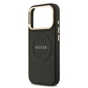 Apple iPhone 17 Pro Uyumlu Kılıf Guess Orjinal Lisanslı M-safe Şarj Özellikli Sıcak Baskılı Yazı Logolu PU Deri Peony Kapak - 17