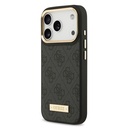 Apple iPhone 17 Pro Uyumlu Kılıf Guess Orjinal Lisanslı M-safe Şarj Özellikli 4G Desenli PU Metal Plaka Klasik Logolu Kapak - 1