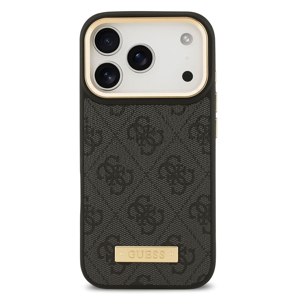 Apple iPhone 17 Pro Uyumlu Kılıf Guess Orjinal Lisanslı M-safe Şarj Özellikli 4G Desenli PU Metal Plaka Klasik Logolu Kapak - 2