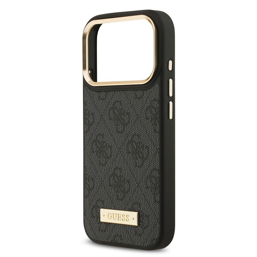 Apple iPhone 17 Pro Uyumlu Kılıf Guess Orjinal Lisanslı M-safe Şarj Özellikli 4G Desenli PU Metal Plaka Klasik Logolu Kapak - 5