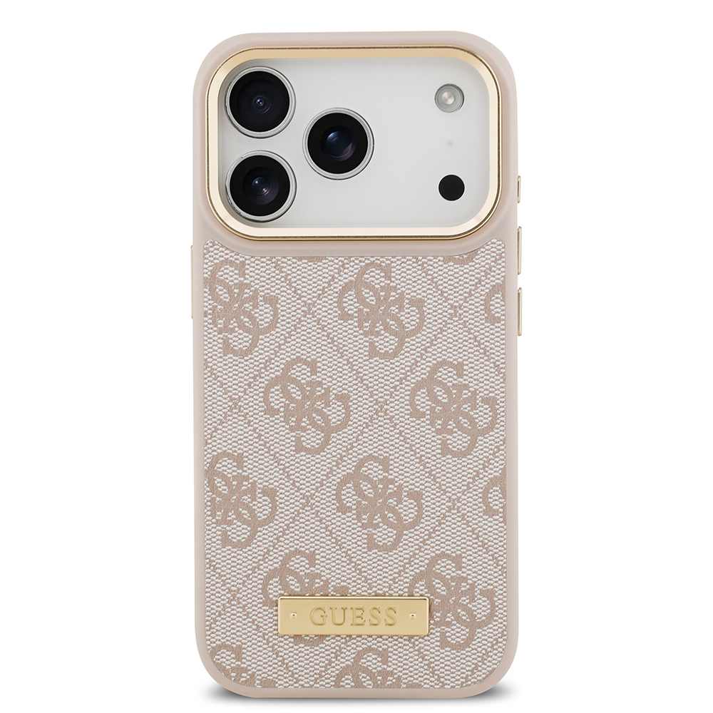 Apple iPhone 17 Pro Uyumlu Kılıf Guess Orjinal Lisanslı M-safe Şarj Özellikli 4G Desenli PU Metal Plaka Klasik Logolu Kapak - 14