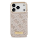 Apple iPhone 17 Pro Uyumlu Kılıf Guess Orjinal Lisanslı M-safe Şarj Özellikli 4G Desenli PU Metal Plaka Klasik Logolu Kapak - 14