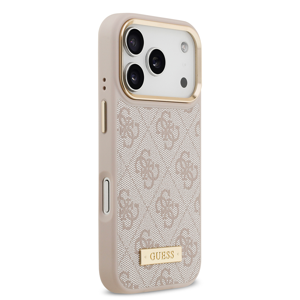 Apple iPhone 17 Pro Uyumlu Kılıf Guess Orjinal Lisanslı M-safe Şarj Özellikli 4G Desenli PU Metal Plaka Klasik Logolu Kapak - 15