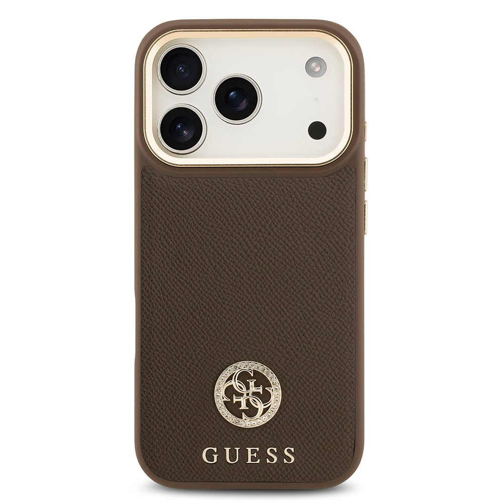 Apple iPhone 17 Pro Uyumlu Kılıf Guess Orjinal Lisanslı M-safe Şarj Özellikli Grained Yazı ve Taşlı 4G Logolu Kapak - 2