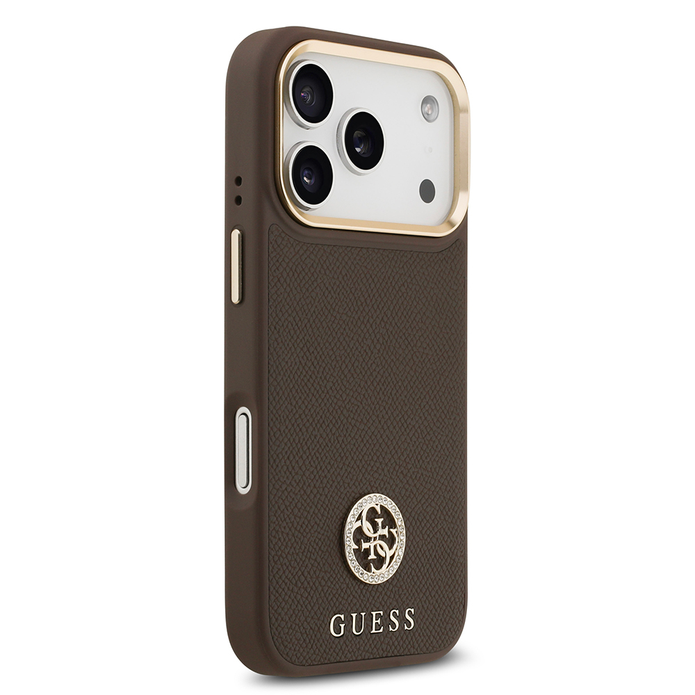 Apple iPhone 17 Pro Uyumlu Kılıf Guess Orjinal Lisanslı M-safe Şarj Özellikli Grained Yazı ve Taşlı 4G Logolu Kapak - 3