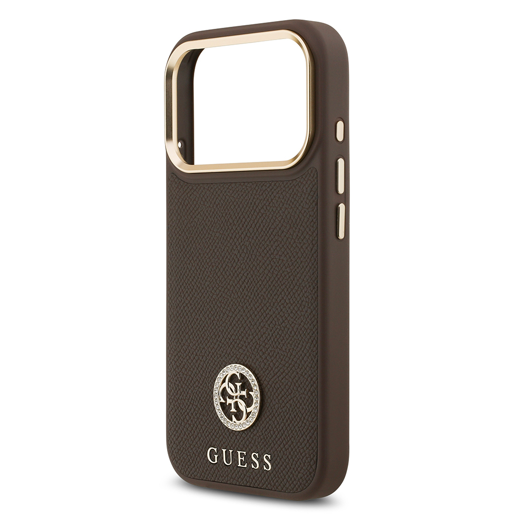 Apple iPhone 17 Pro Uyumlu Kılıf Guess Orjinal Lisanslı M-safe Şarj Özellikli Grained Yazı ve Taşlı 4G Logolu Kapak - 5