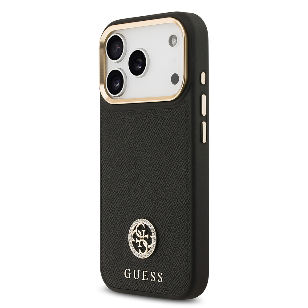 Apple iPhone 17 Pro Uyumlu Kılıf Guess Orjinal Lisanslı M-safe Şarj Özellikli Grained Yazı ve Taşlı 4G Logolu Kapak - 8