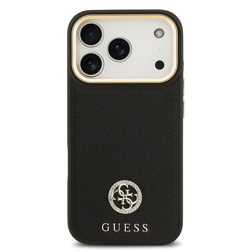 Apple iPhone 17 Pro Uyumlu Kılıf Guess Orjinal Lisanslı M-safe Şarj Özellikli Grained Yazı ve Taşlı 4G Logolu Kapak - 9