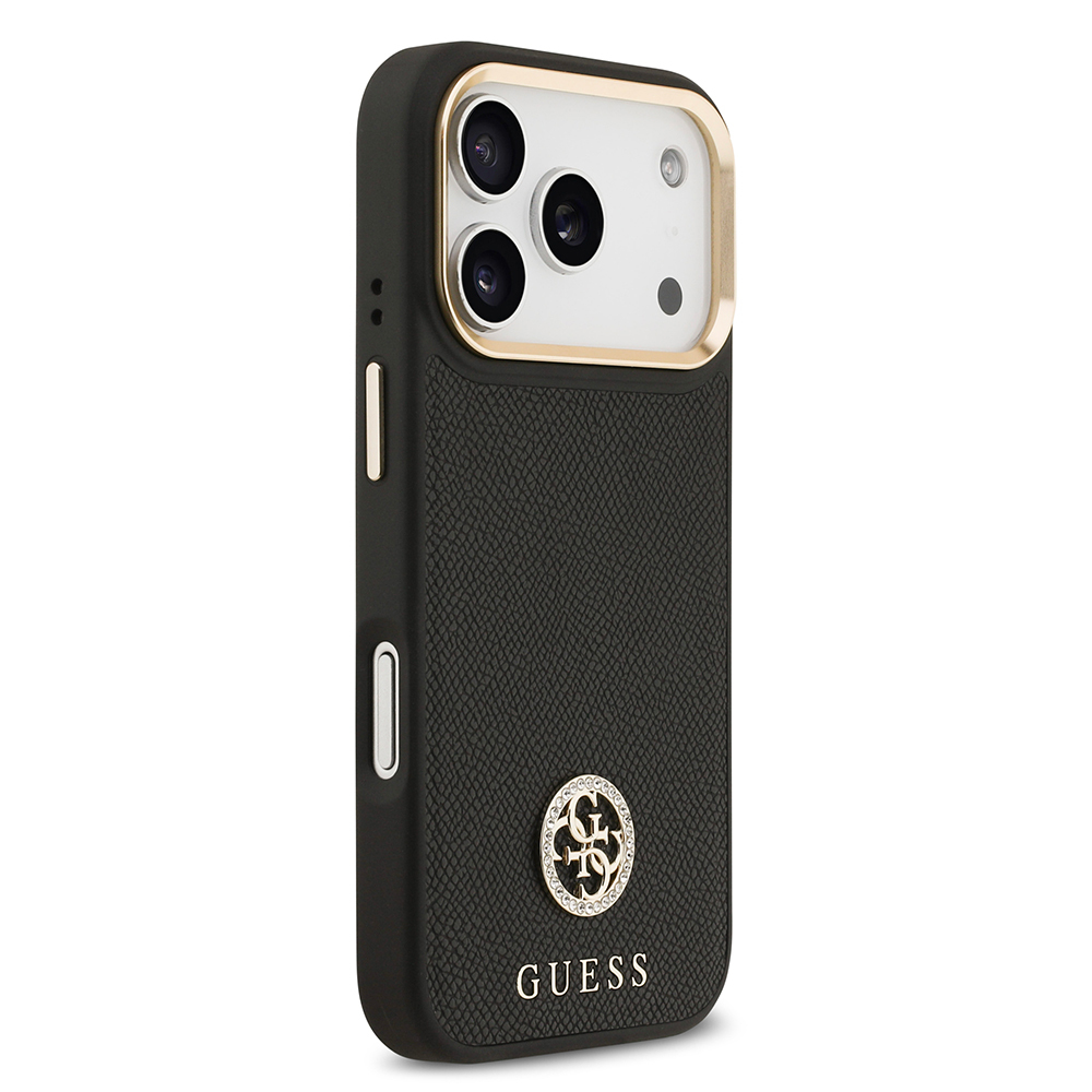 Apple iPhone 17 Pro Uyumlu Kılıf Guess Orjinal Lisanslı M-safe Şarj Özellikli Grained Yazı ve Taşlı 4G Logolu Kapak - 10