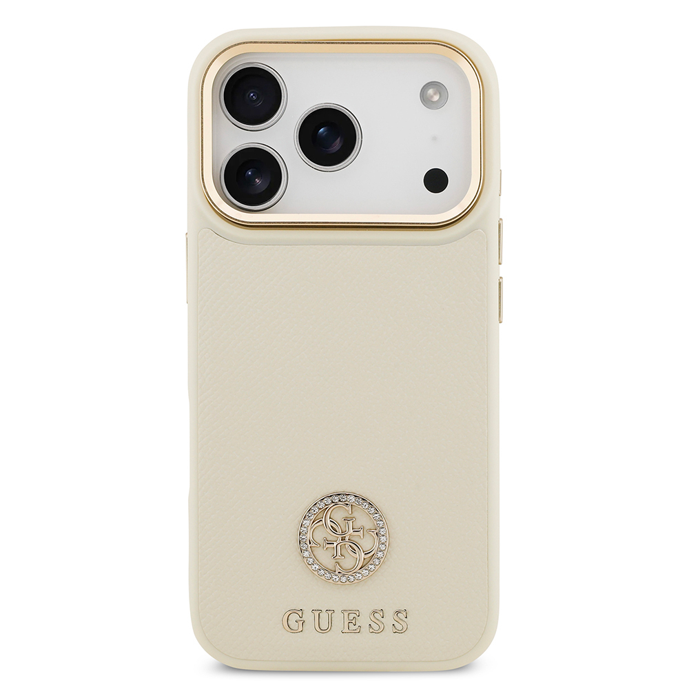 Apple iPhone 17 Pro Uyumlu Kılıf Guess Orjinal Lisanslı M-safe Şarj Özellikli Grained Yazı ve Taşlı 4G Logolu Kapak - 16