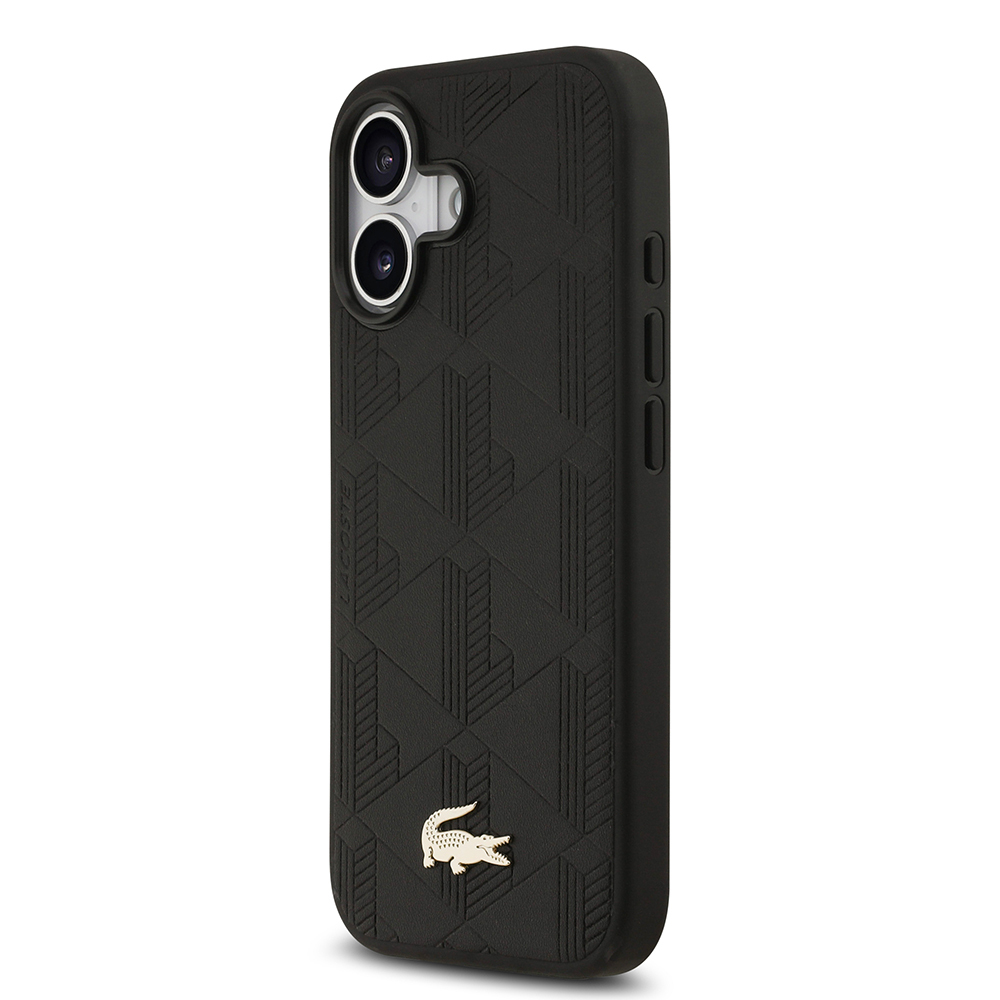 Apple iPhone 17 Uyumlu Kılıf Lacoste Orjinal Lisanslı M-safe Şarj Özellikli PU Deri Tasarımlı Karışık Monogram Desenli Kapak - 3