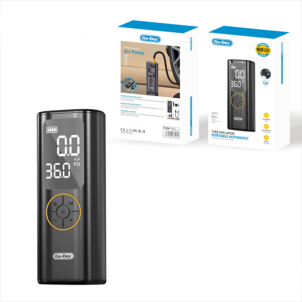 Go Des GD-B638 LED Işıklı Araç Hava Kompresörü ve Powerbank 12V - 6