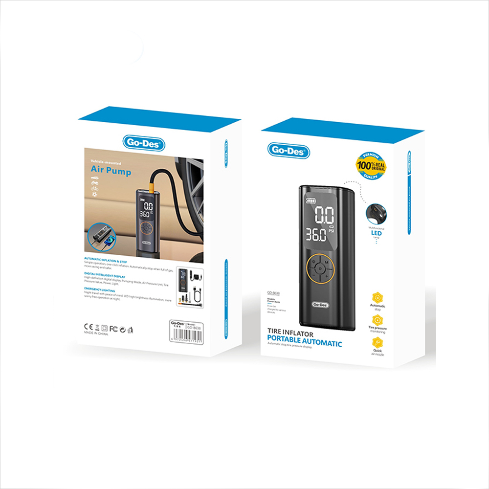 Go Des GD-B638 LED Işıklı Araç Hava Kompresörü ve Powerbank 12V - 7