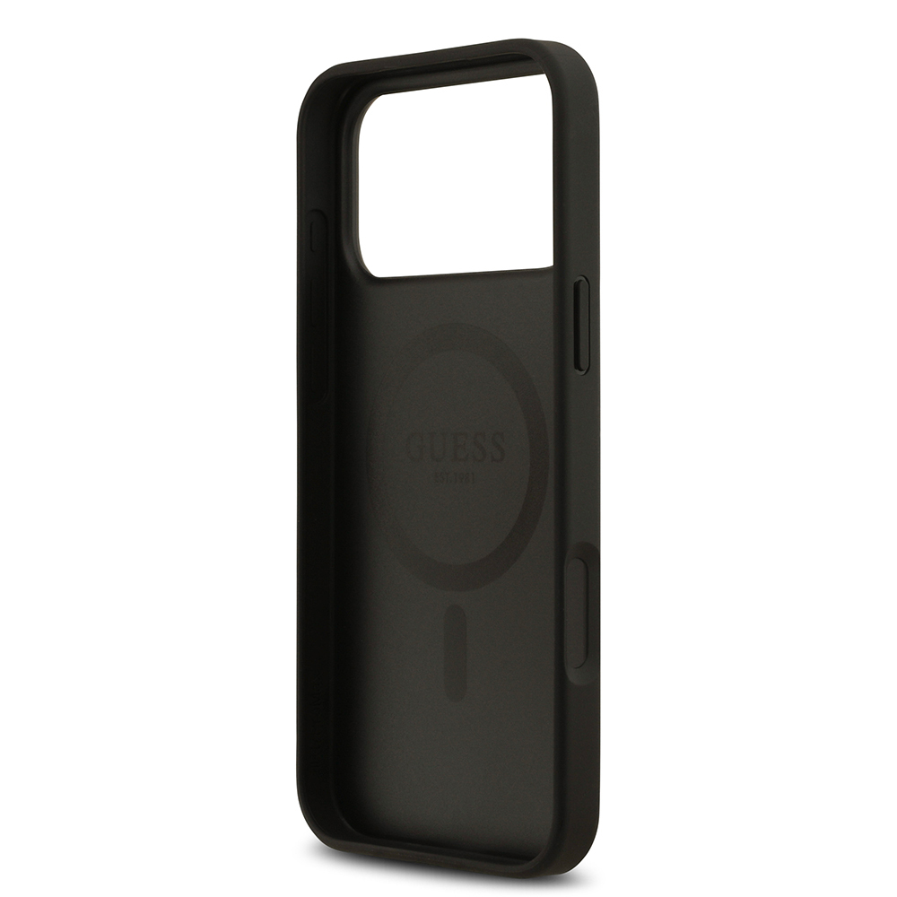 Apple iPhone 17 Pro Max Uyumlu Kılıf Guess Orjinal Lisanslı M-safe Şarj Özellikli Taneli Çiçek Tasarımlı Metal Yazı Logolu Kapak - 6