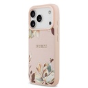 Apple iPhone 17 Pro Max Uyumlu Kılıf Guess Orjinal Lisanslı M-safe Şarj Özellikli Taneli Çiçek Tasarımlı Metal Yazı Logolu Kapak - 7
