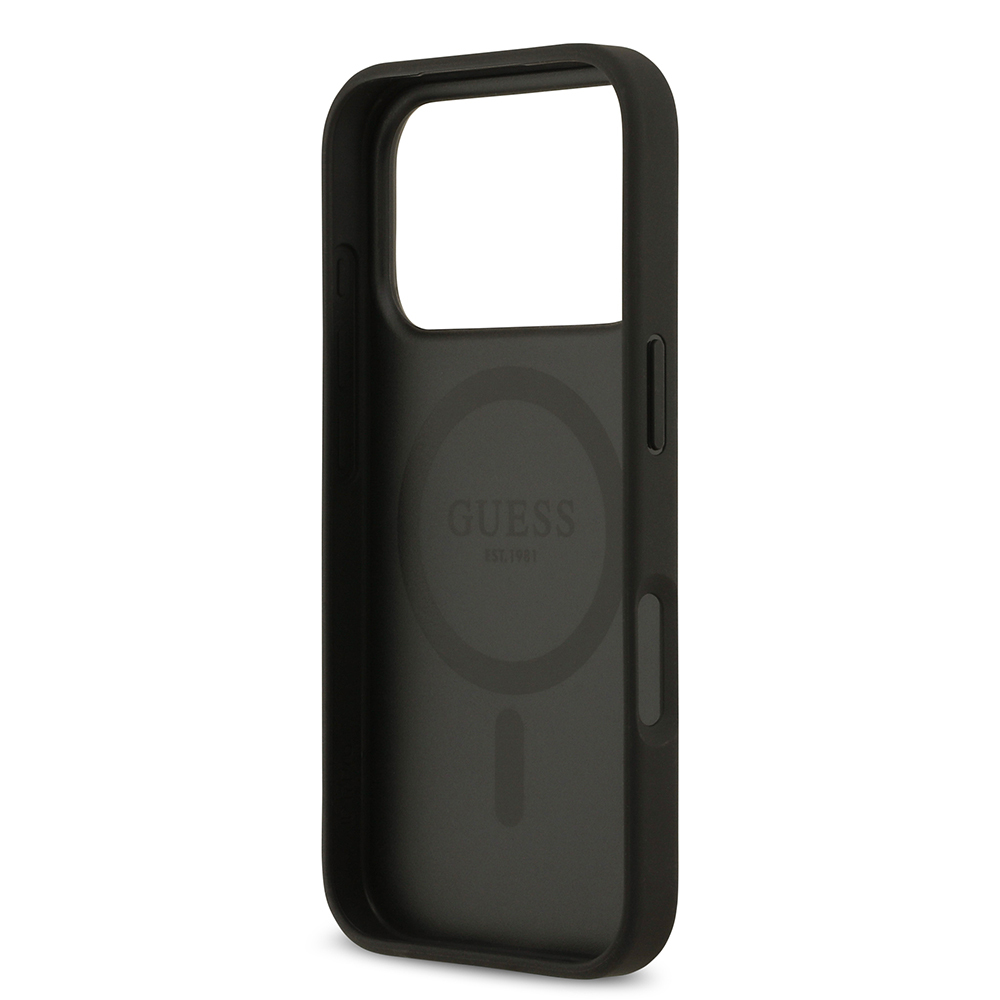 Apple iPhone 17 Pro Uyumlu Kılıf Guess Orjinal Lisanslı M-safe Şarj Özellikli Taneli Çiçek Tasarımlı Metal Yazı Logolu Kapak - 6
