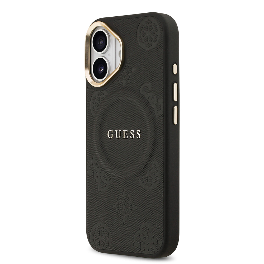 Apple iPhone 17 Uyumlu Kılıf Guess Orjinal Lisanslı M-safe Şarj Özellikli Sıcak Baskılı Yazı Logolu PU Deri Peony Kapak - 1