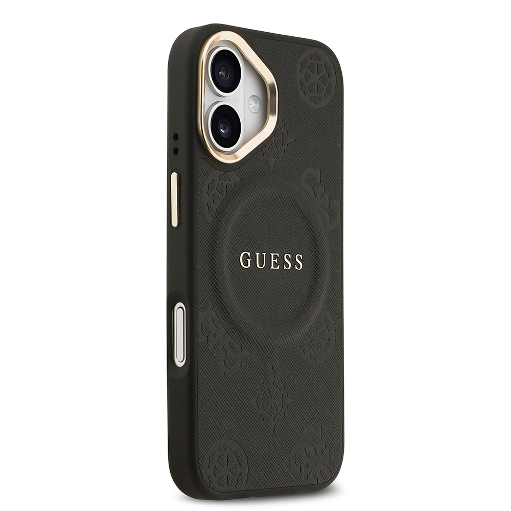 Apple iPhone 17 Uyumlu Kılıf Guess Orjinal Lisanslı M-safe Şarj Özellikli Sıcak Baskılı Yazı Logolu PU Deri Peony Kapak - 3