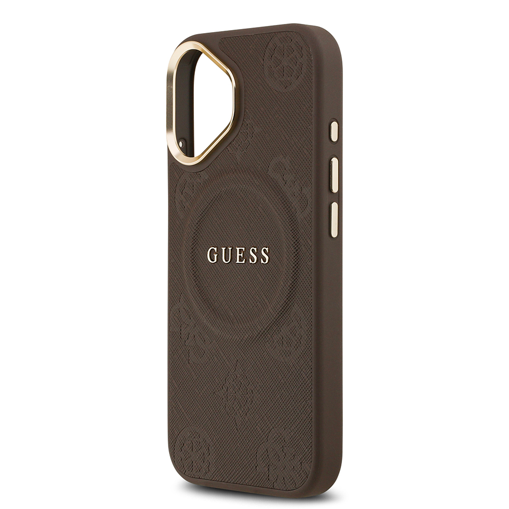 Apple iPhone 17 Uyumlu Kılıf Guess Orjinal Lisanslı M-safe Şarj Özellikli Sıcak Baskılı Yazı Logolu PU Deri Peony Kapak - 12