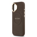 Apple iPhone 17 Uyumlu Kılıf Guess Orjinal Lisanslı M-safe Şarj Özellikli Sıcak Baskılı Yazı Logolu PU Deri Peony Kapak - 12