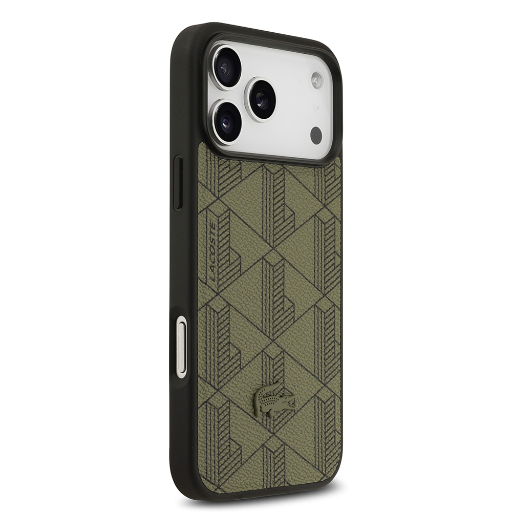 Apple iPhone 17 Pro Max Uyumlu Kılıf Lacoste Orjinal Lisanslı M-safe Şarj Özellikli PU Deri Tasarımlı Kartlıklı Karışık Monogram Desenli Kapak - 2