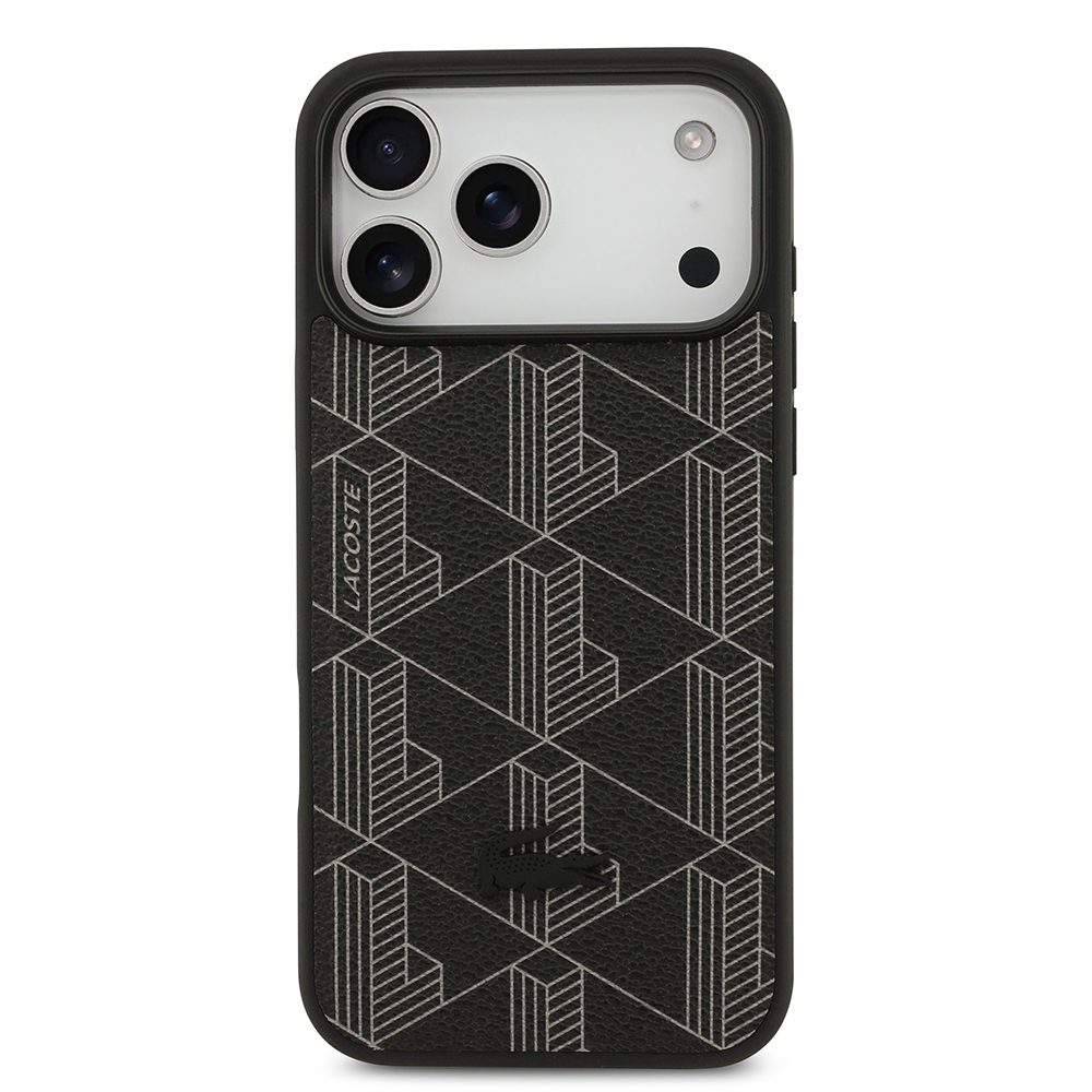 Apple iPhone 17 Pro Max Uyumlu Kılıf Lacoste Orjinal Lisanslı M-safe Şarj Özellikli PU Deri Tasarımlı Kartlıklı Karışık Monogram Desenli Kapak - 10