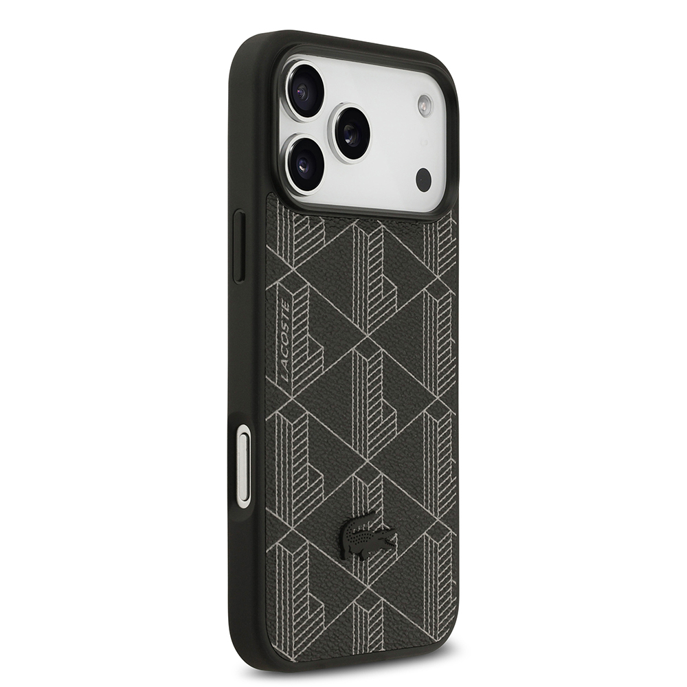 Apple iPhone 17 Pro Max Uyumlu Kılıf Lacoste Orjinal Lisanslı M-safe Şarj Özellikli PU Deri Tasarımlı Kartlıklı Karışık Monogram Desenli Kapak - 11