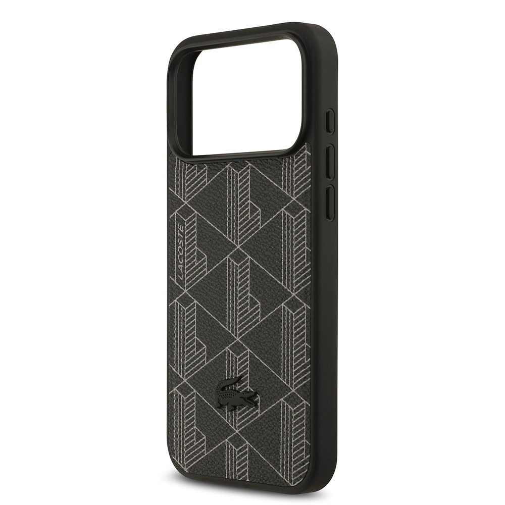 Apple iPhone 17 Pro Max Uyumlu Kılıf Lacoste Orjinal Lisanslı M-safe Şarj Özellikli PU Deri Tasarımlı Kartlıklı Karışık Monogram Desenli Kapak - 13
