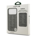 Apple iPhone 17 Pro Max Uyumlu Kılıf Lacoste Orjinal Lisanslı M-safe Şarj Özellikli PU Deri Tasarımlı Kartlıklı Karışık Monogram Desenli Kapak - 20