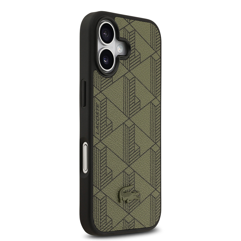 Apple iPhone 17 Uyumlu Kılıf Lacoste Orjinal Lisanslı M-safe Şarj Özellikli PU Deri Tasarımlı Kartlıklı Karışık Monogram Desenli Kapak - 13
