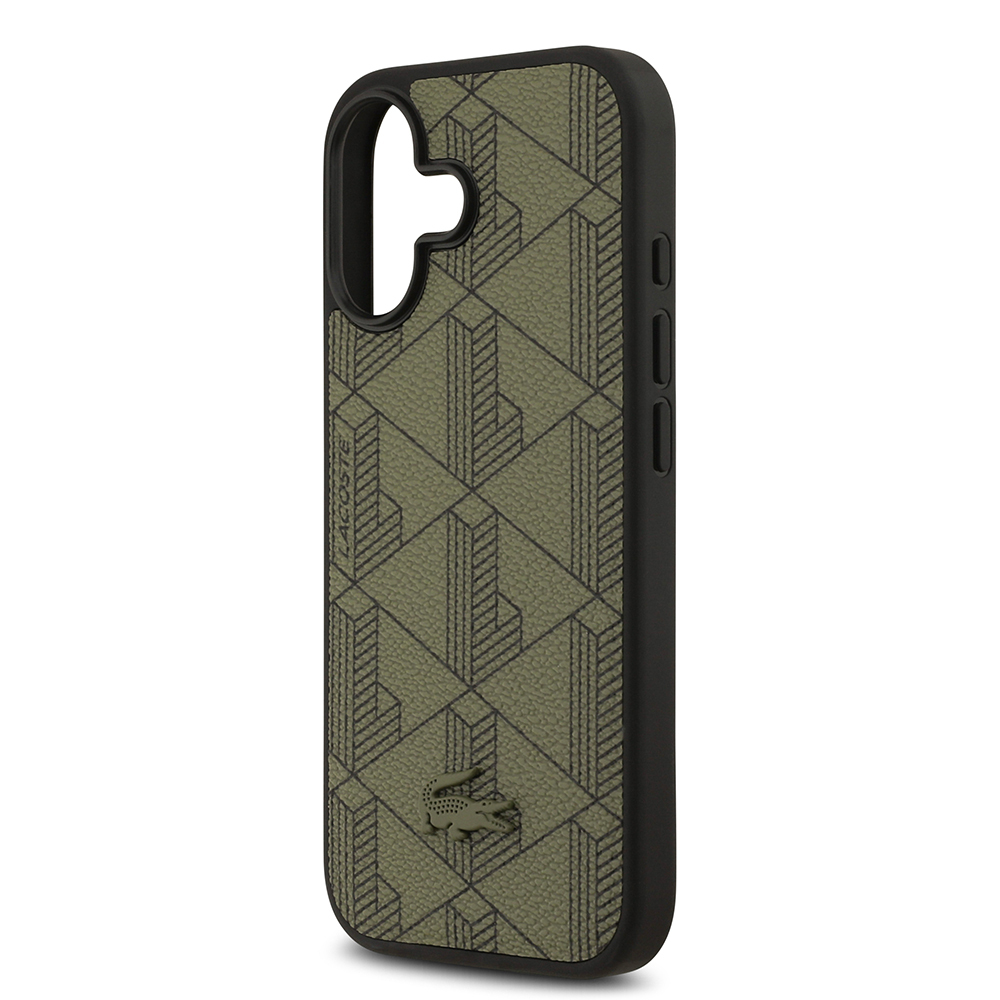 Apple iPhone 17 Uyumlu Kılıf Lacoste Orjinal Lisanslı M-safe Şarj Özellikli PU Deri Tasarımlı Kartlıklı Karışık Monogram Desenli Kapak - 15