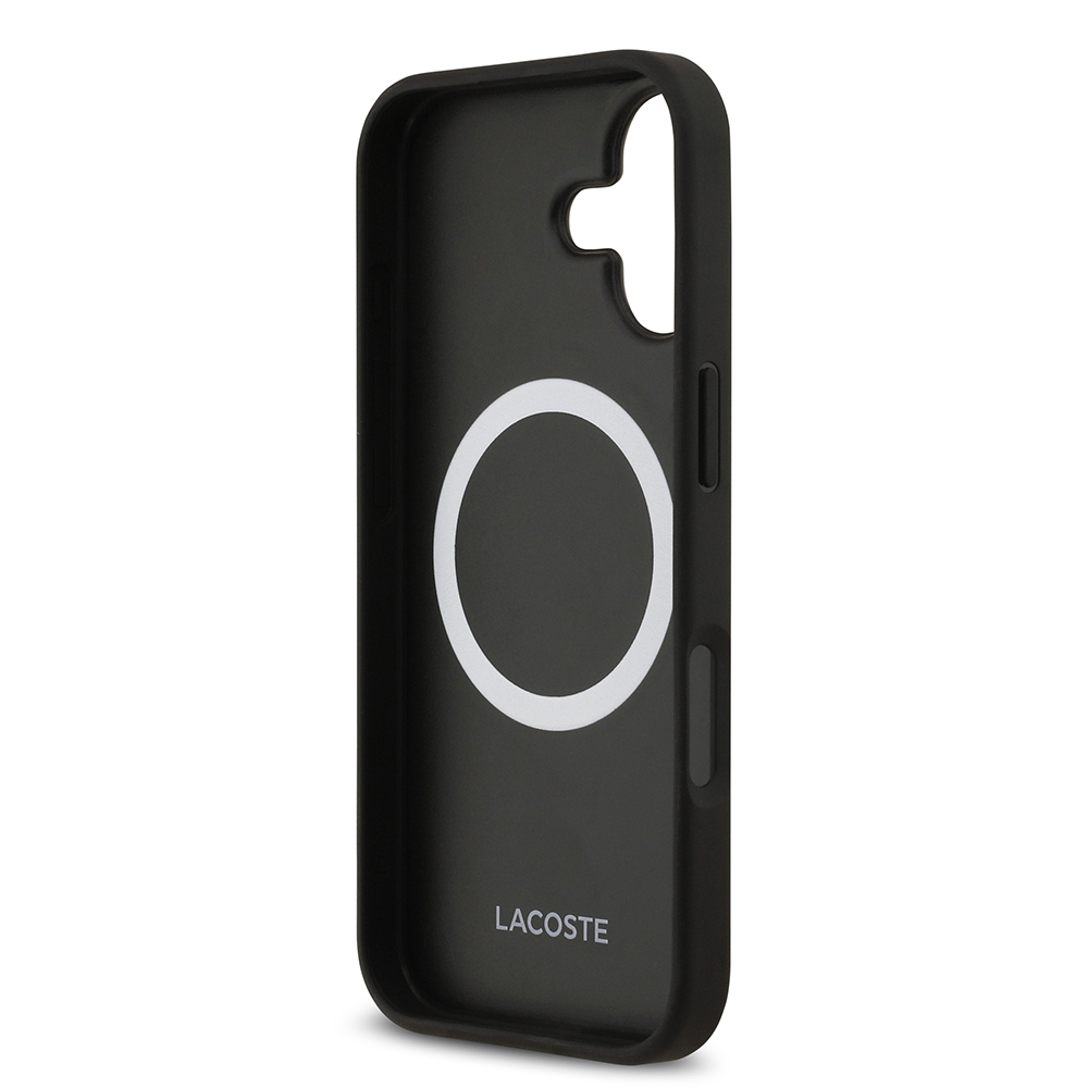 Apple iPhone 17 Uyumlu Kılıf Lacoste Orjinal Lisanslı M-safe Şarj Özellikli PU Deri Tasarımlı Metal Logolu Kapak - 6