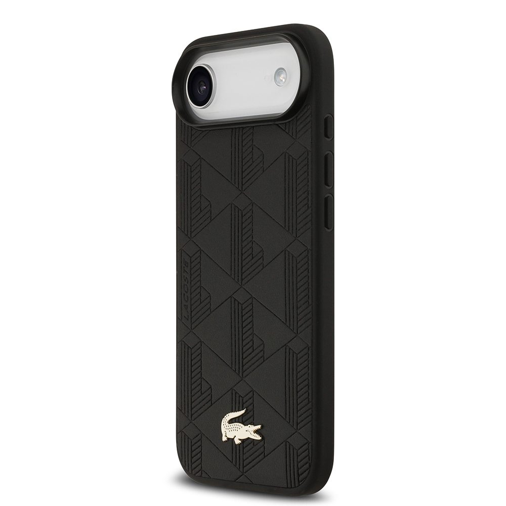 Apple iPhone 17 Air Uyumlu Kılıf Lacoste Orjinal Lisanslı M-safe Şarj Özellikli PU Deri Tasarımlı Karışık Monogram Desenli Kapak - 3