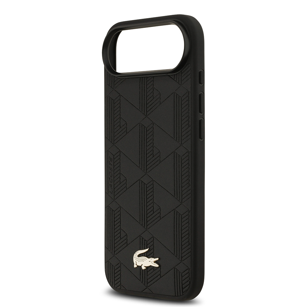 Apple iPhone 17 Air Uyumlu Kılıf Lacoste Orjinal Lisanslı M-safe Şarj Özellikli PU Deri Tasarımlı Karışık Monogram Desenli Kapak - 5