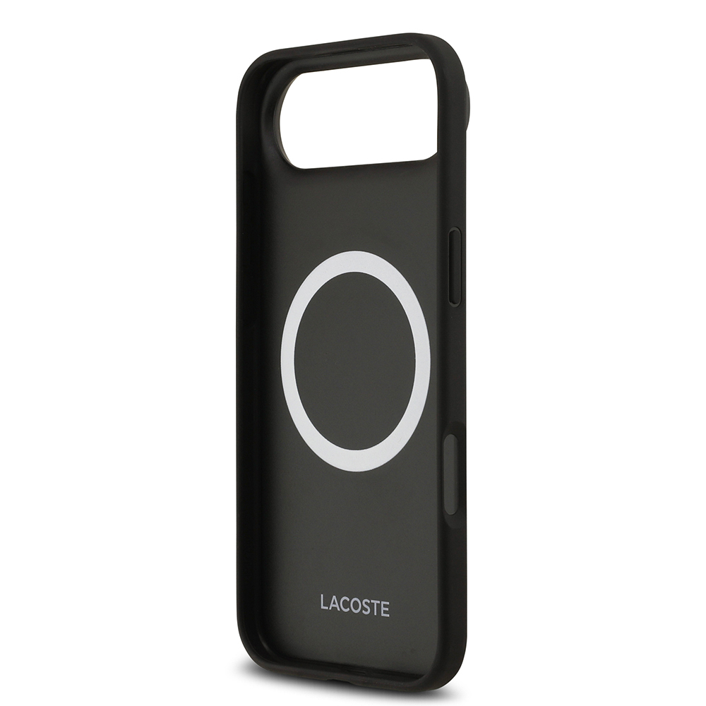 Apple iPhone 17 Air Uyumlu Kılıf Lacoste Orjinal Lisanslı M-safe Şarj Özellikli PU Deri Tasarımlı Karışık Monogram Desenli Kapak - 6