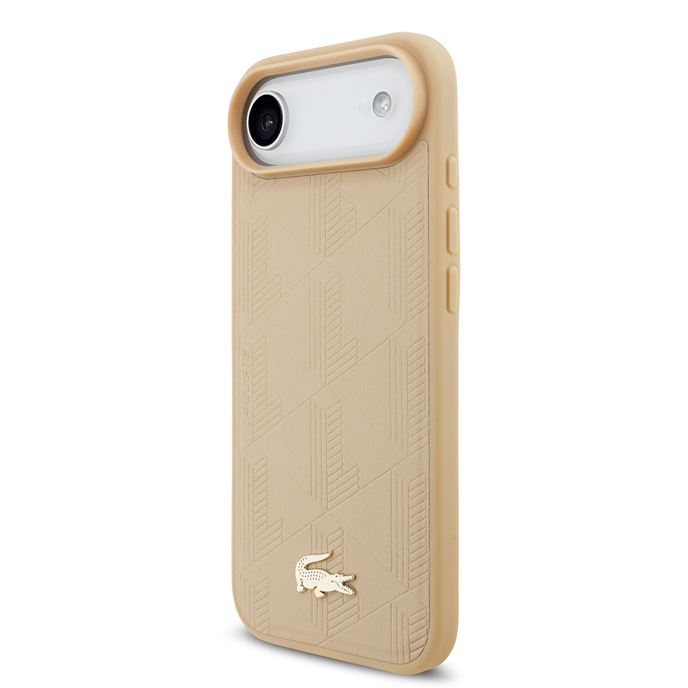 Apple iPhone 17 Air Uyumlu Kılıf Lacoste Orjinal Lisanslı M-safe Şarj Özellikli PU Deri Tasarımlı Karışık Monogram Desenli Kapak - 8