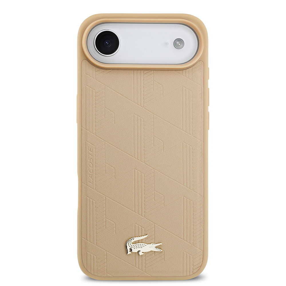 Apple iPhone 17 Air Uyumlu Kılıf Lacoste Orjinal Lisanslı M-safe Şarj Özellikli PU Deri Tasarımlı Karışık Monogram Desenli Kapak - 9