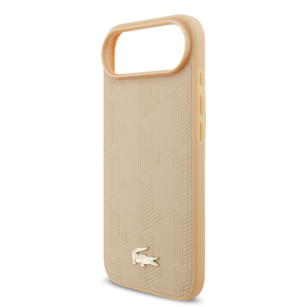 Apple iPhone 17 Air Uyumlu Kılıf Lacoste Orjinal Lisanslı M-safe Şarj Özellikli PU Deri Tasarımlı Karışık Monogram Desenli Kapak - 12