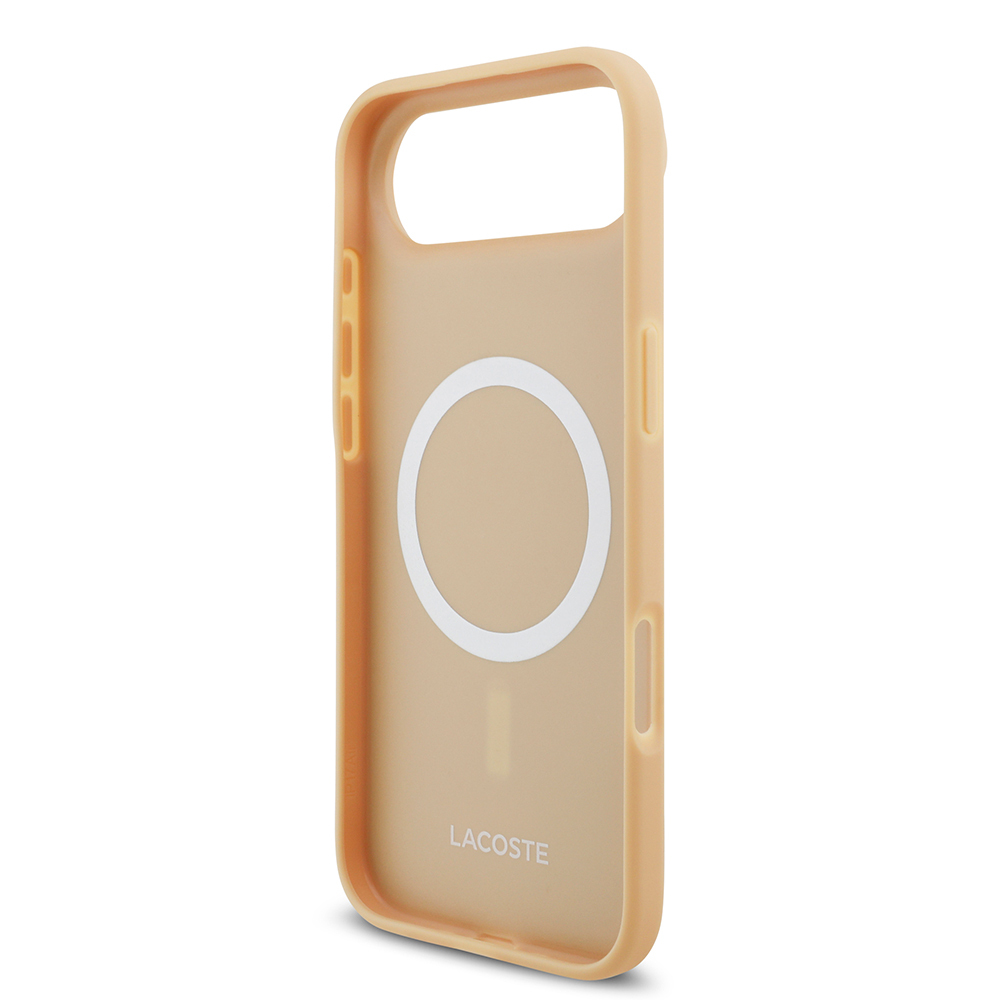 Apple iPhone 17 Air Uyumlu Kılıf Lacoste Orjinal Lisanslı M-safe Şarj Özellikli PU Deri Tasarımlı Karışık Monogram Desenli Kapak - 13