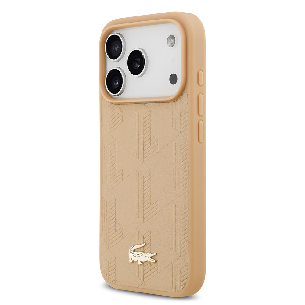 Apple iPhone 17 Pro Uyumlu Kılıf Lacoste Orjinal Lisanslı M-safe Şarj Özellikli PU Deri Tasarımlı Karışık Monogram Desenli Kapak - 2