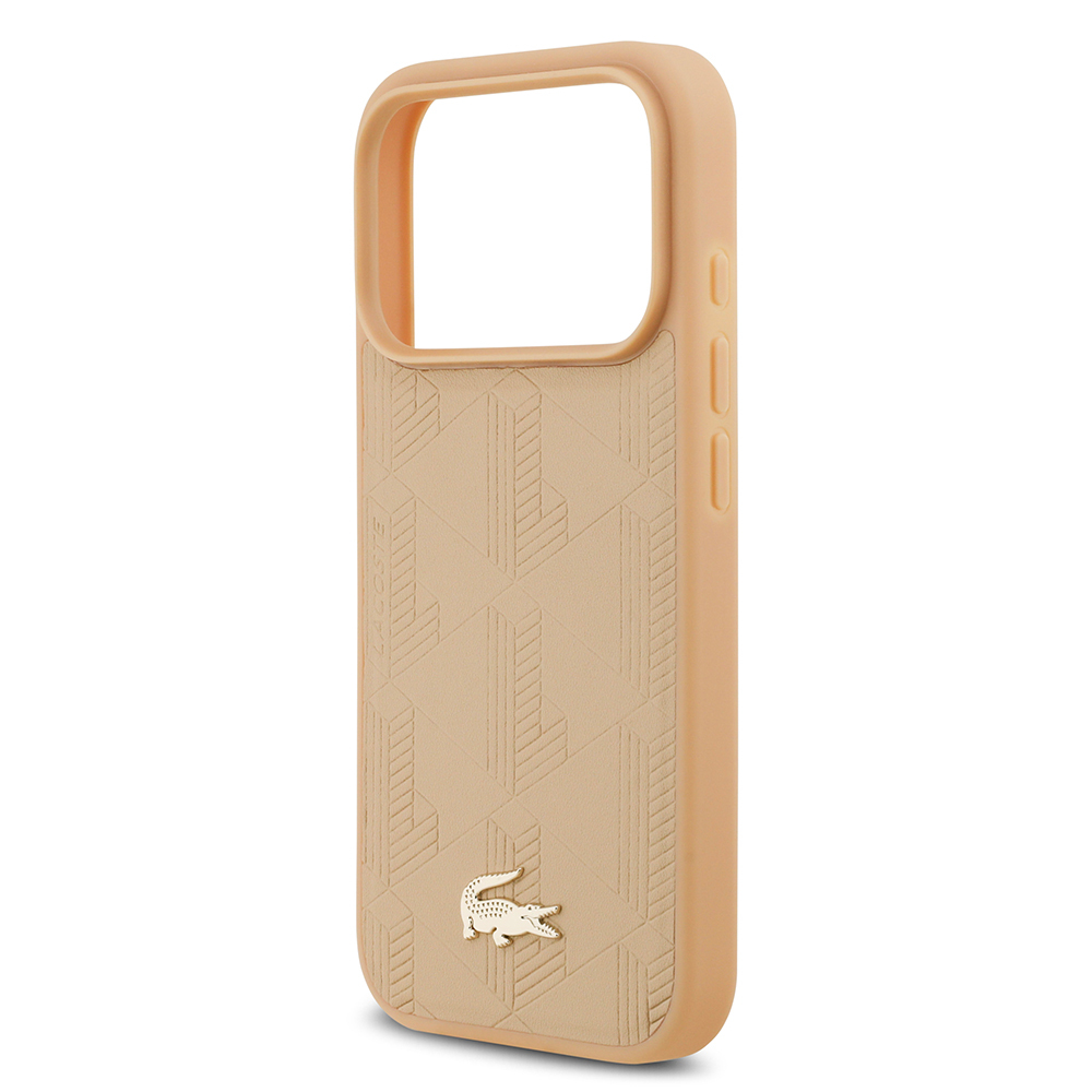 Apple iPhone 17 Pro Uyumlu Kılıf Lacoste Orjinal Lisanslı M-safe Şarj Özellikli PU Deri Tasarımlı Karışık Monogram Desenli Kapak - 5