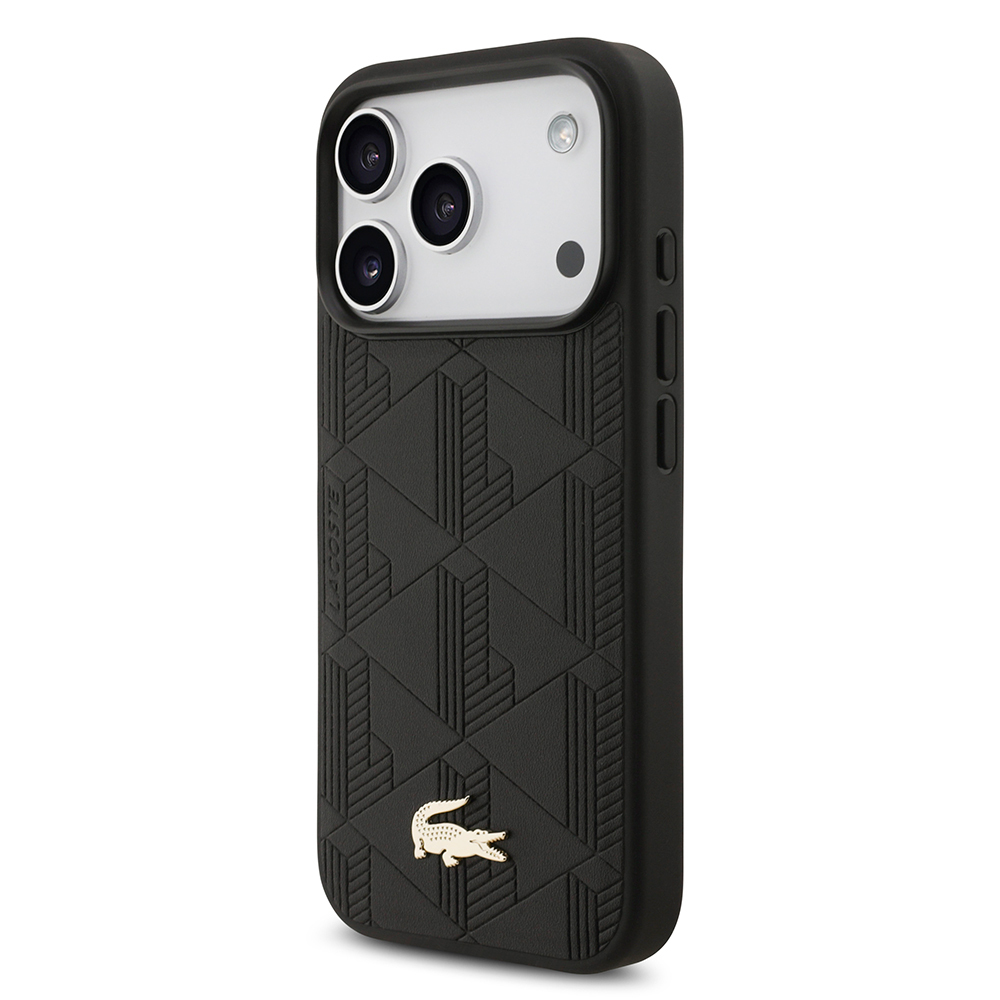 Apple iPhone 17 Pro Uyumlu Kılıf Lacoste Orjinal Lisanslı M-safe Şarj Özellikli PU Deri Tasarımlı Karışık Monogram Desenli Kapak - 7