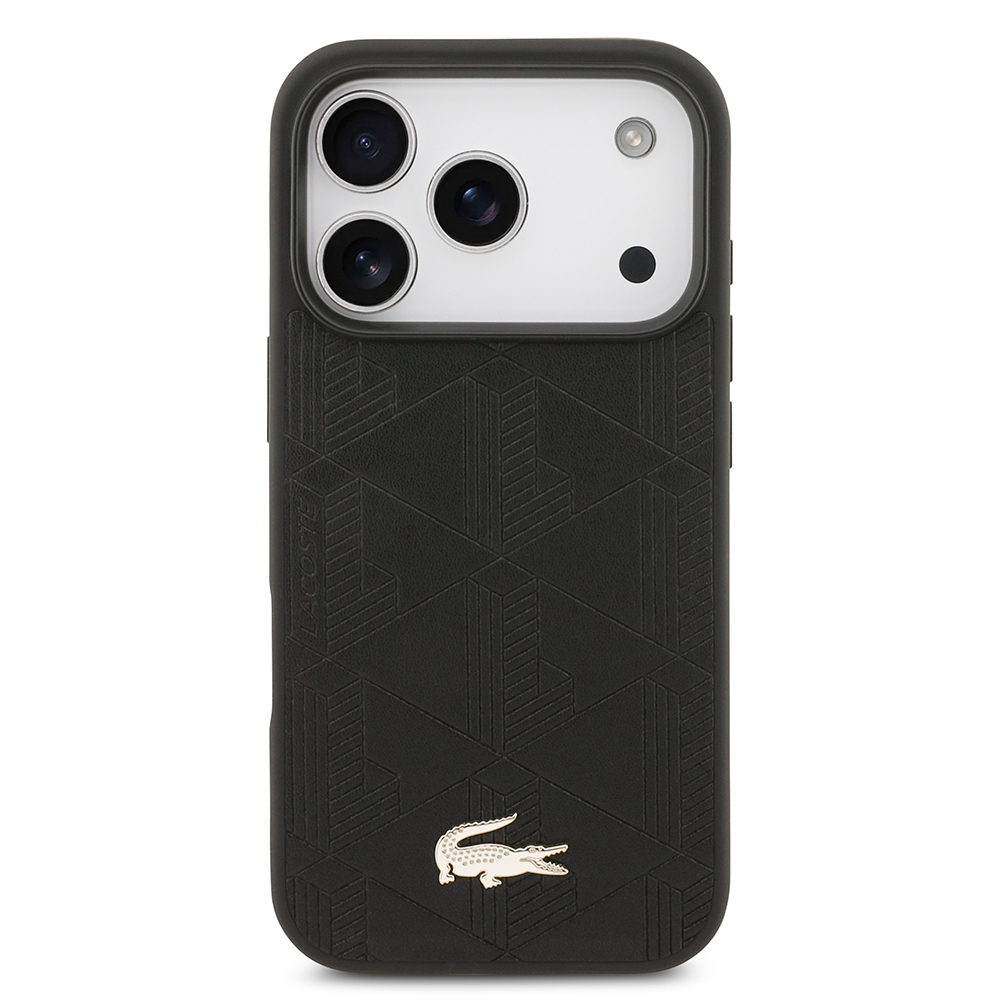 Apple iPhone 17 Pro Uyumlu Kılıf Lacoste Orjinal Lisanslı M-safe Şarj Özellikli PU Deri Tasarımlı Karışık Monogram Desenli Kapak - 8