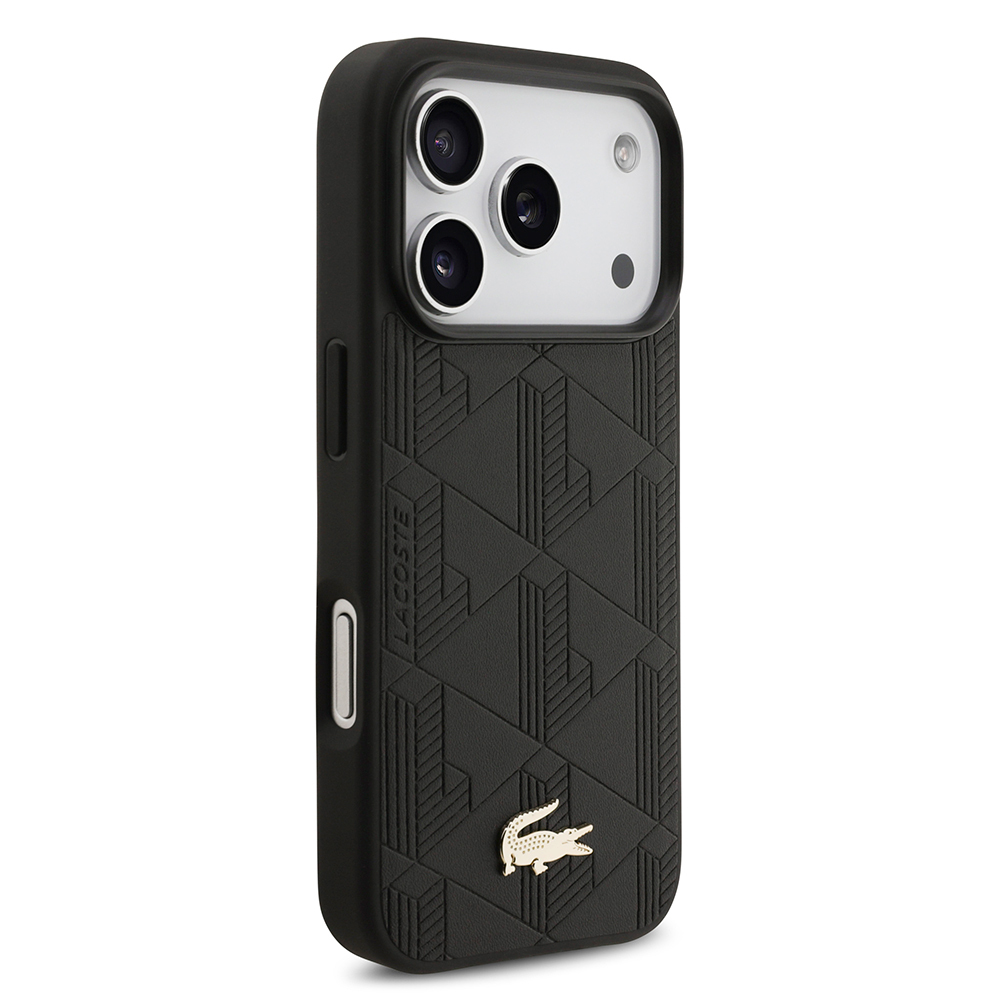 Apple iPhone 17 Pro Uyumlu Kılıf Lacoste Orjinal Lisanslı M-safe Şarj Özellikli PU Deri Tasarımlı Karışık Monogram Desenli Kapak - 9