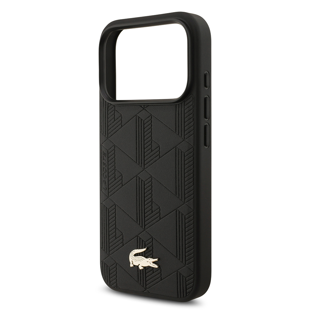 Apple iPhone 17 Pro Uyumlu Kılıf Lacoste Orjinal Lisanslı M-safe Şarj Özellikli PU Deri Tasarımlı Karışık Monogram Desenli Kapak - 11