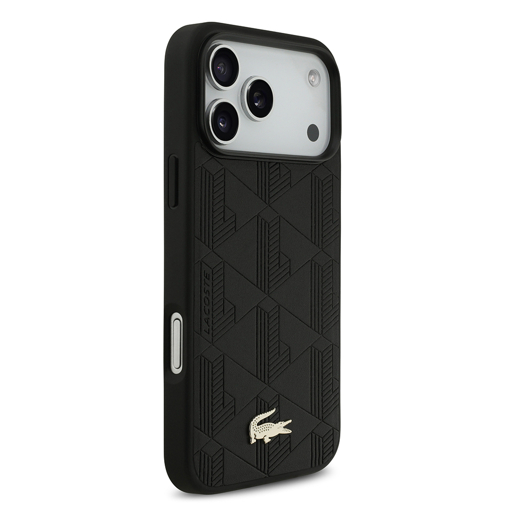 Apple iPhone 17 Pro Max Uyumlu Kılıf Lacoste Orjinal Lisanslı M-safe Şarj Özellikli PU Deri Tasarımlı Karışık Monogram Desenli Kapak - 3